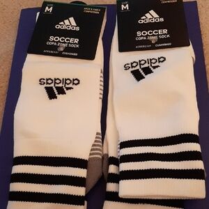 adidas NWT White Soccer Socks with Black Stripes Size M